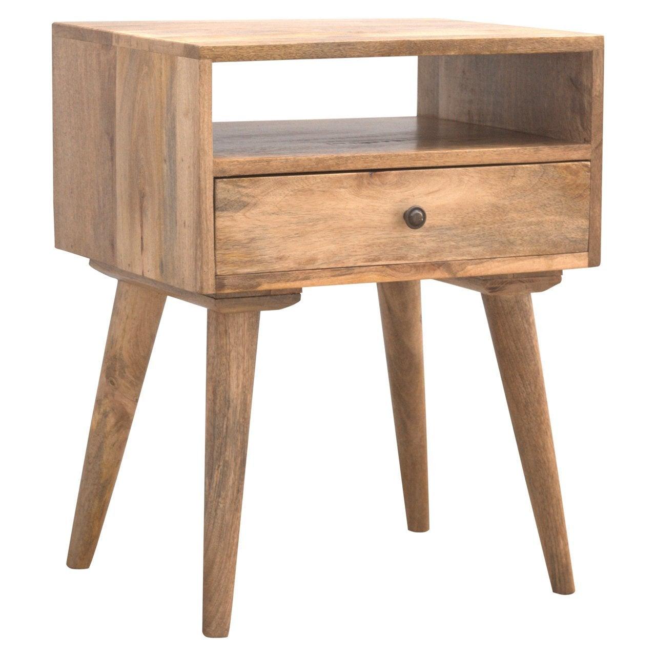 Modern solid wood bedside table with open slot - crimblefest furniture - image 4
