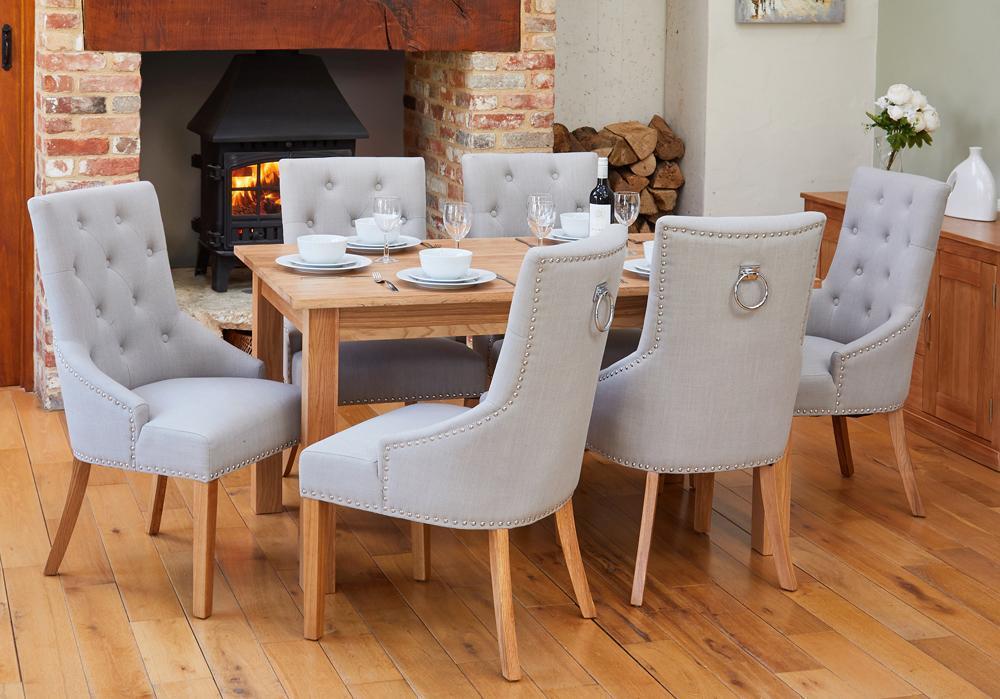 Bundle - mobel oak cor04b table with 6 x cor03k chairs - crimblefest furniture - image 1