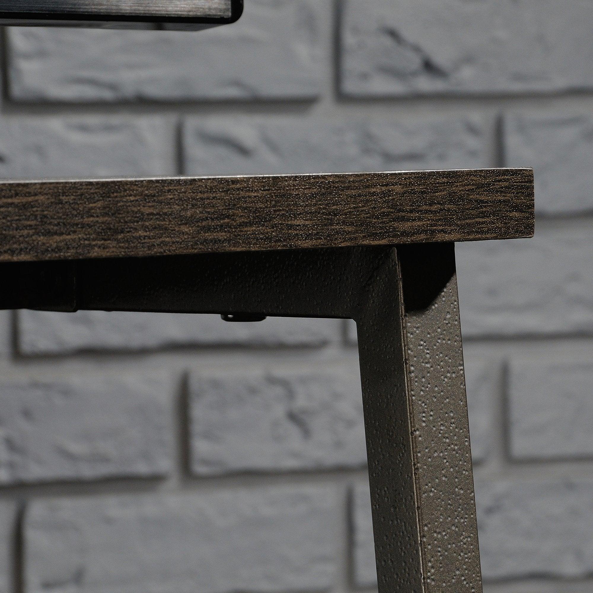 Industrial style tv - trestle shelf smoked oak - crimblefest furniture - image 4