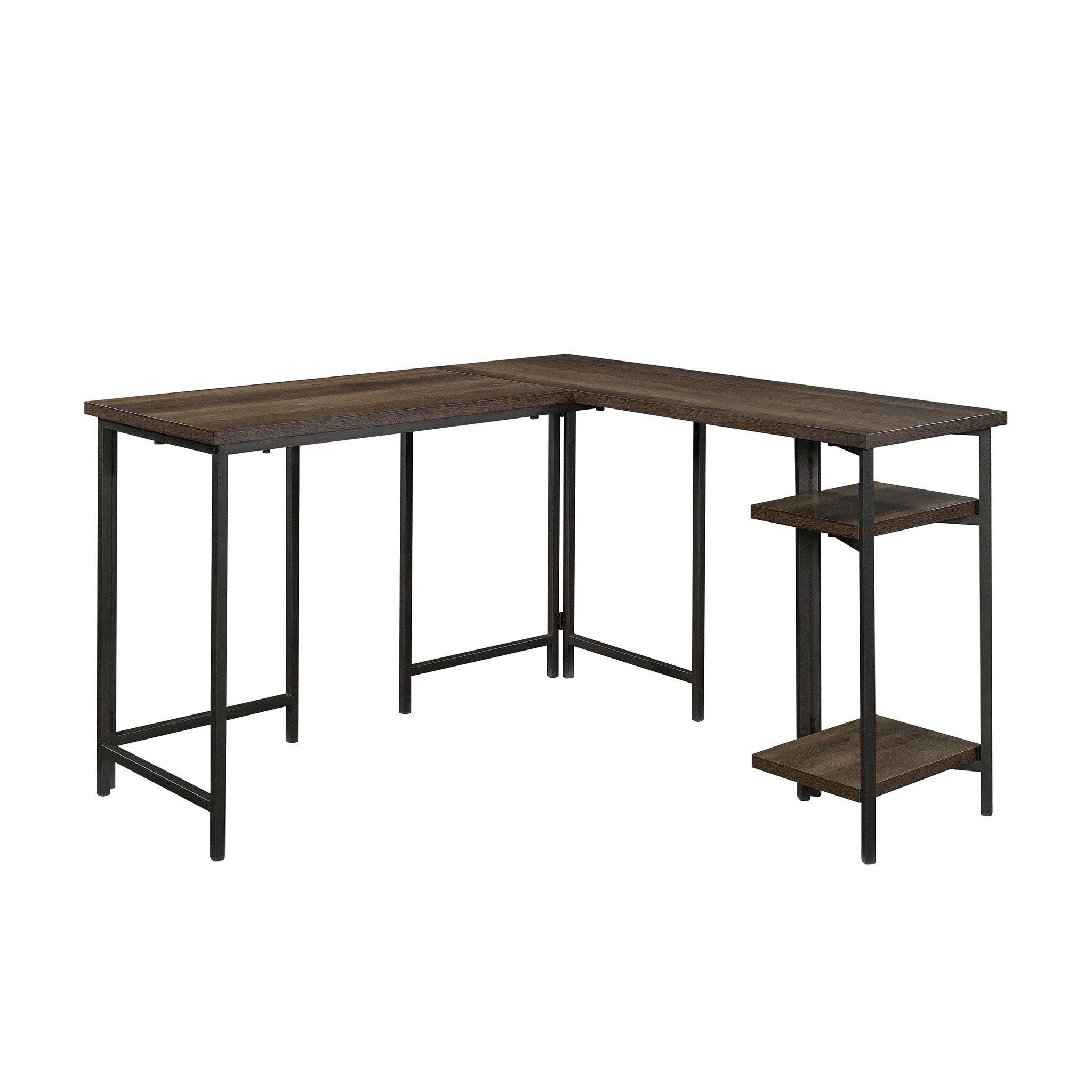 Industrial style l-shaped smoked oak desk - crimblefest furniture - image 4