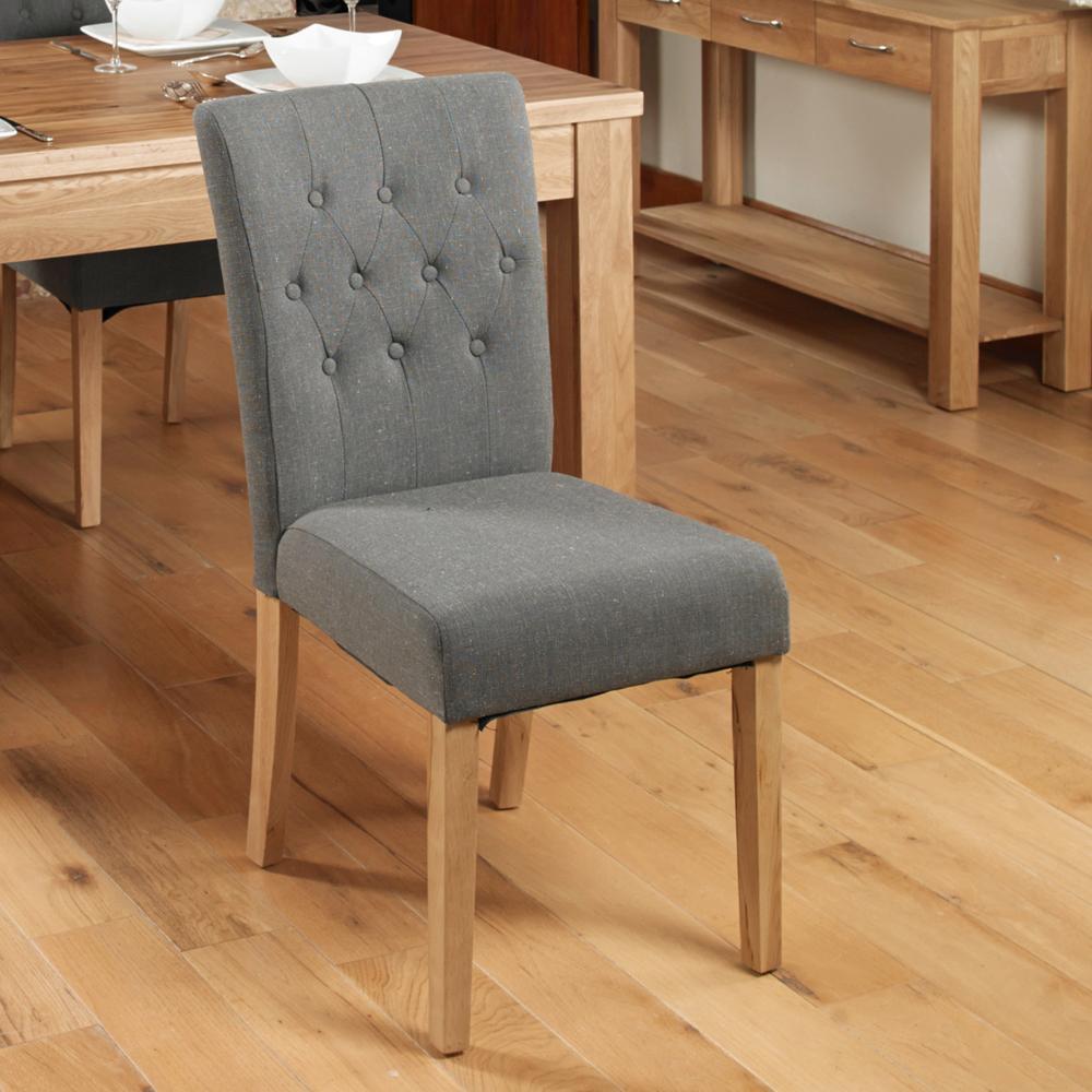 Oak flare back upholstered dining chair - slate (pack of two) - crimblefest furniture - image 2
