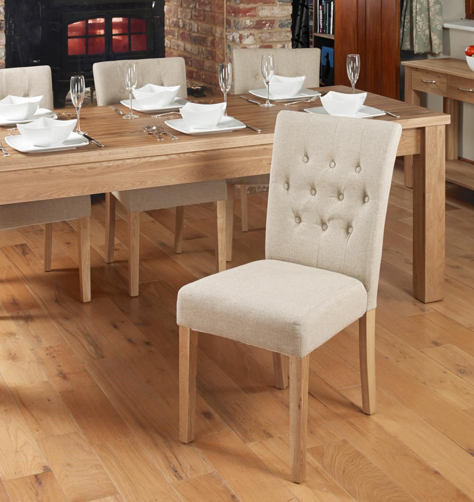 Oak flare back upholstered dining chair - biscuit (pack of two) - crimblefest furniture - image 4