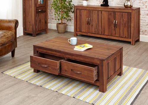 Mayan walnut low four drawer coffee table - crimblefest furniture - image 3