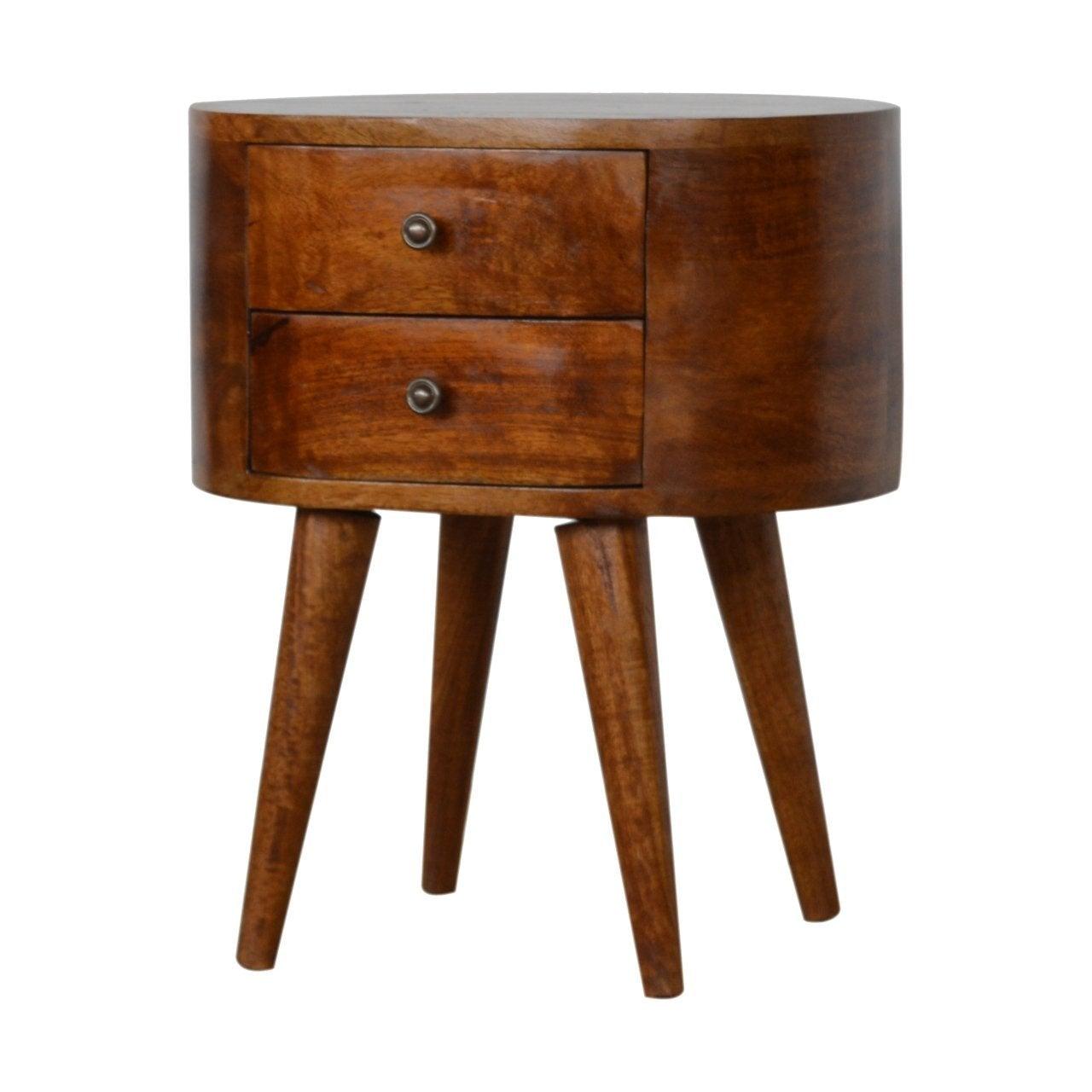 Chestnut rounded bedside table - crimblefest furniture - image 2