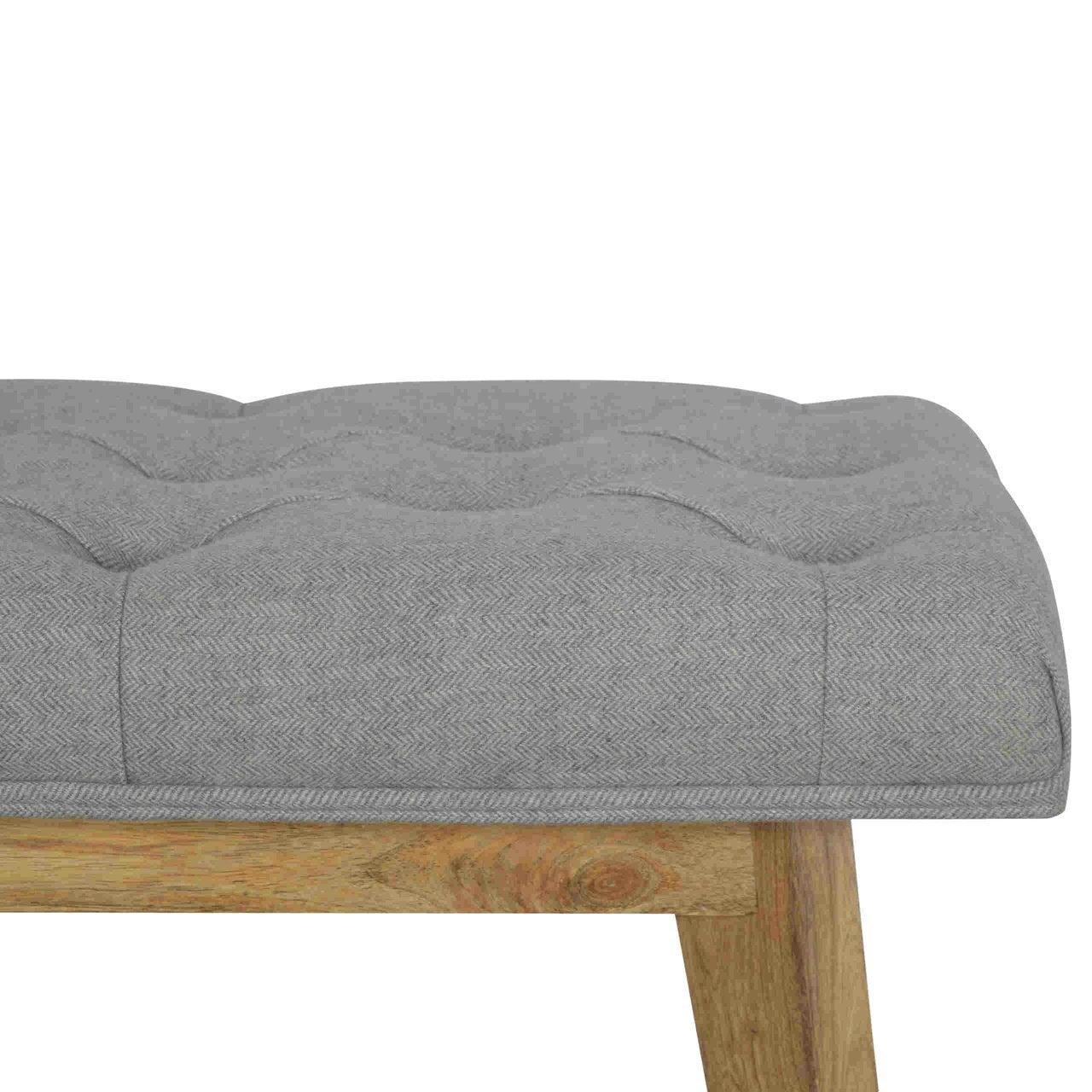 Grey tweed bench with 1 drawer - crimblefest furniture - image 7