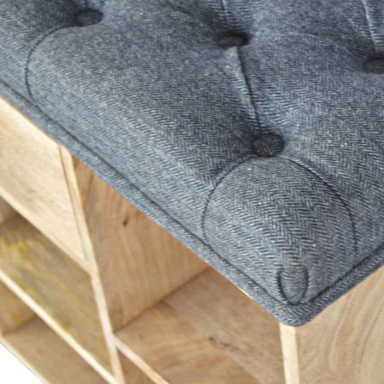 Black tweed 6 slot shoe storage bench - crimblefest furniture - image 5