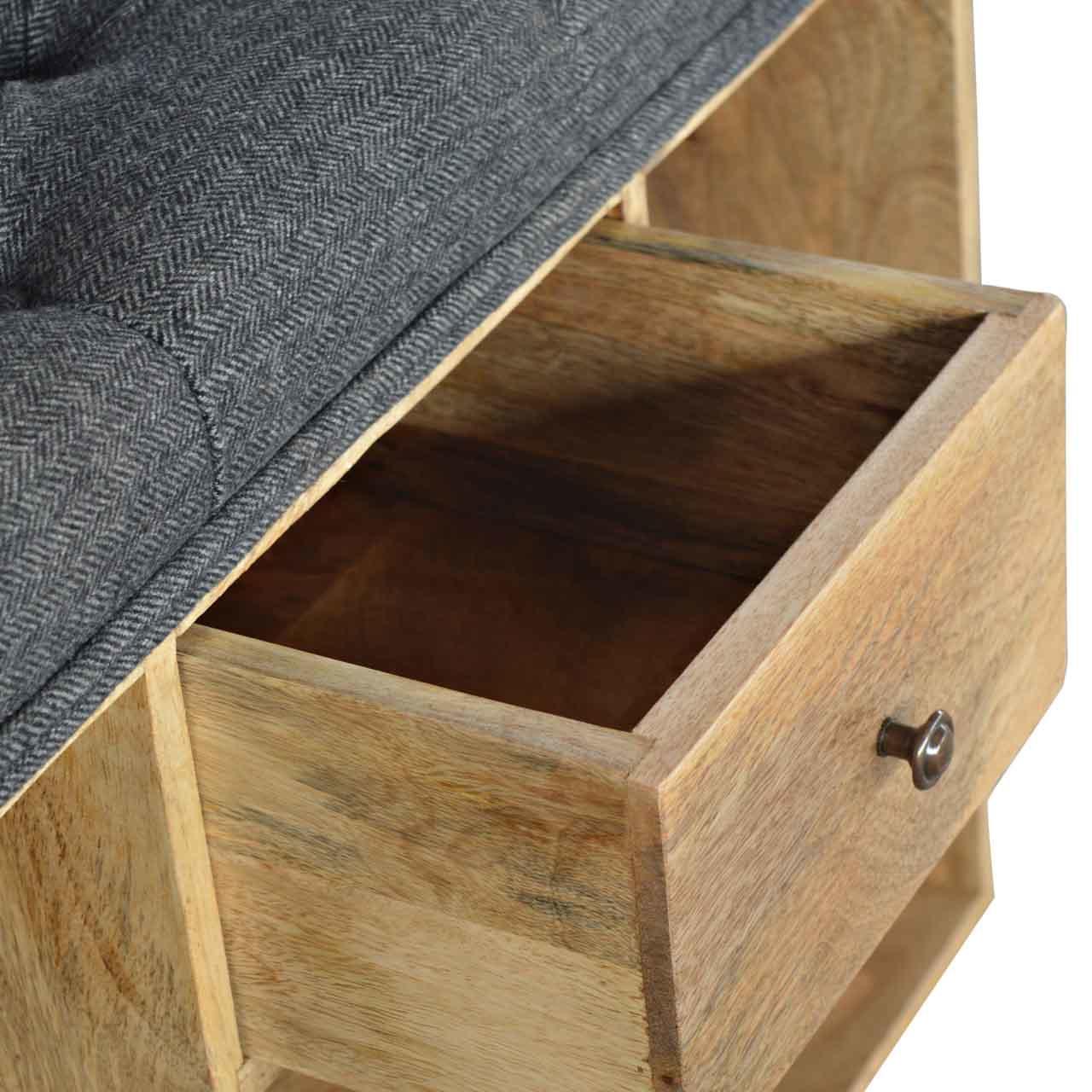 Black tweed 6 slot shoe storage bench - crimblefest furniture - image 7