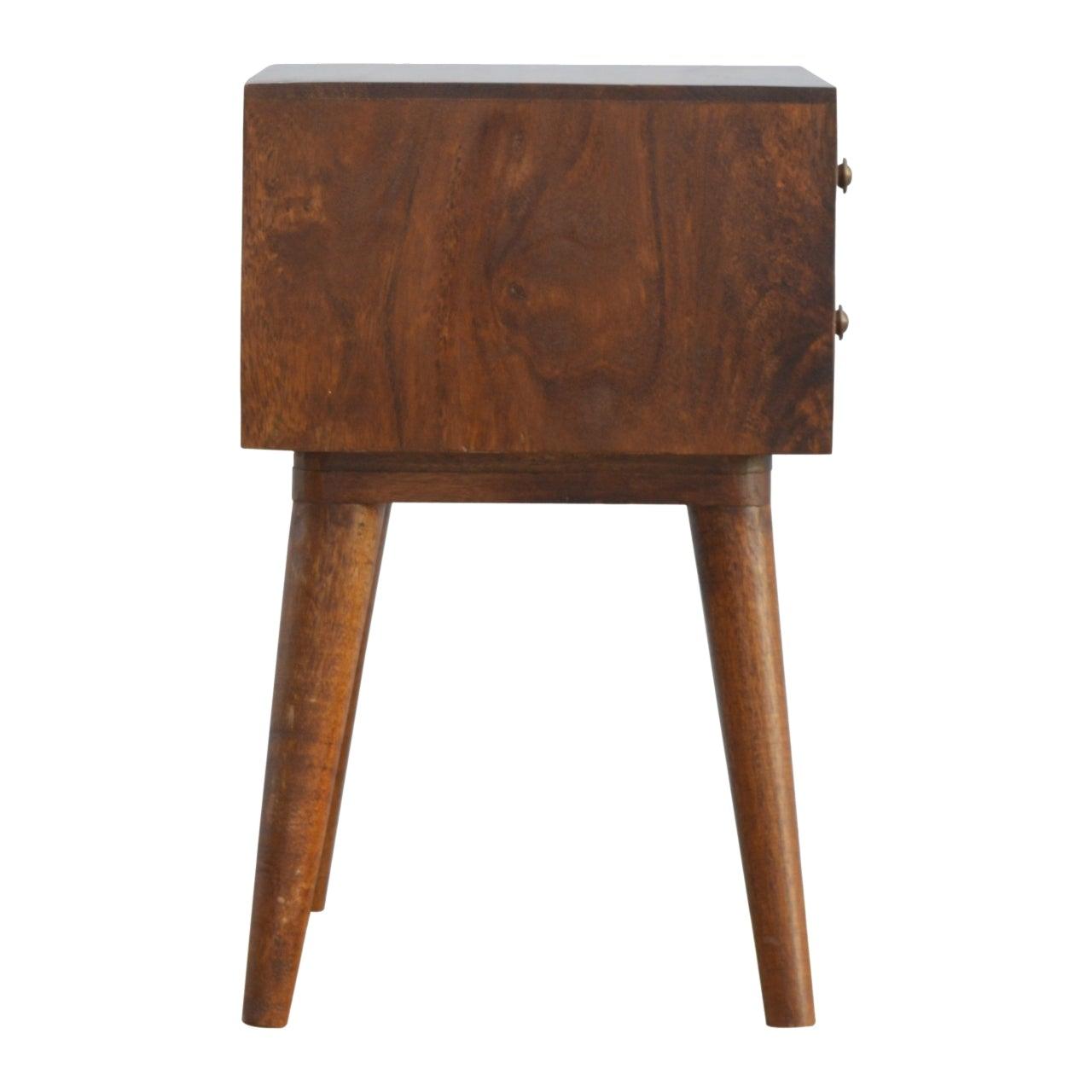 Geometric brass inlay 2 drawer bedside table - crimblefest furniture - image 7