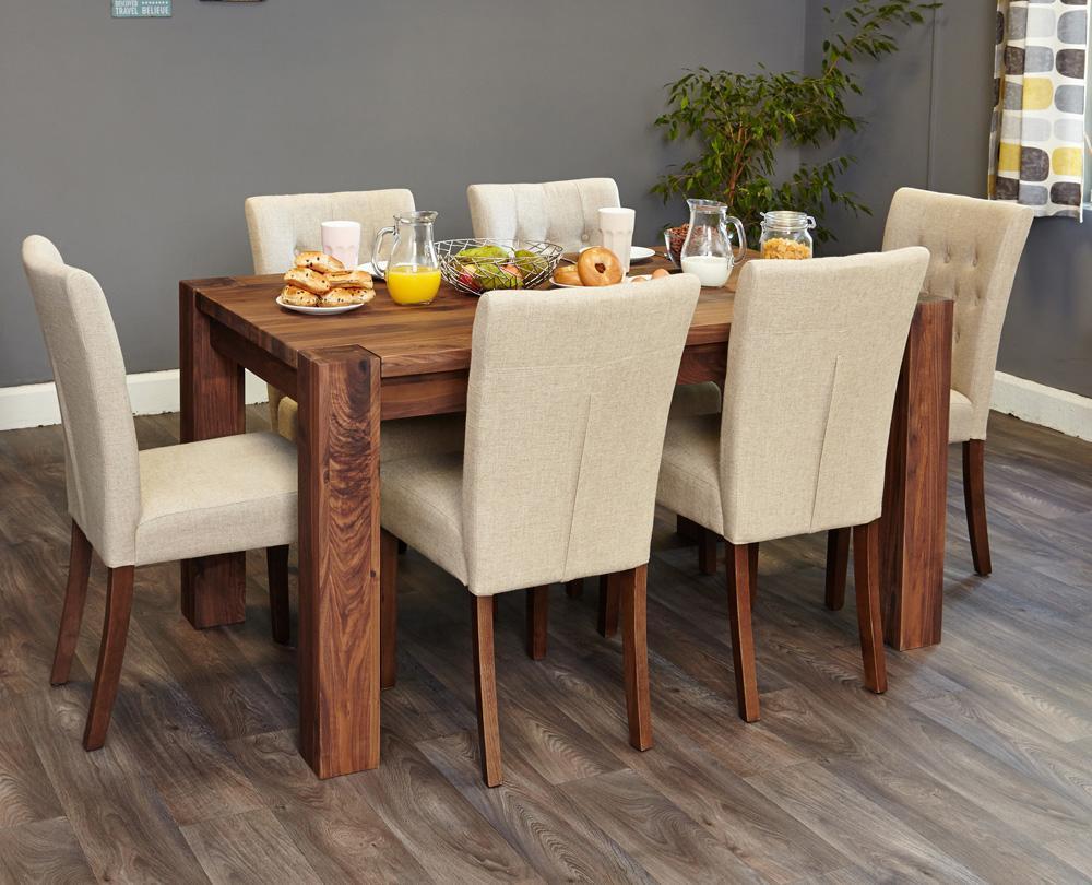 Bundle - shiro walnut cdr04b table with 6 x cdr03d chairs - crimblefest furniture - image 1