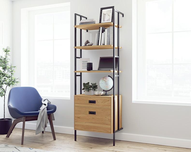 Hythe wall mounted 4 shelf bookcase with drawers - crimblefest furniture - image 1
