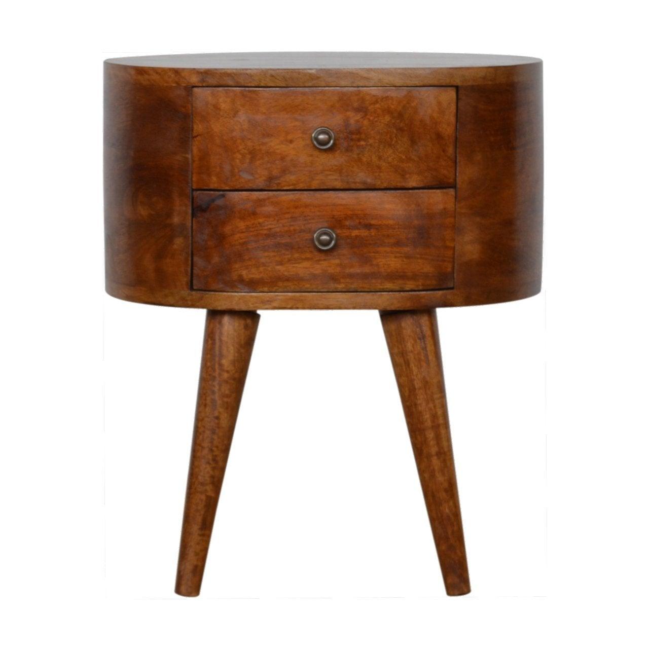 Chestnut rounded bedside table - crimblefest furniture - image 1