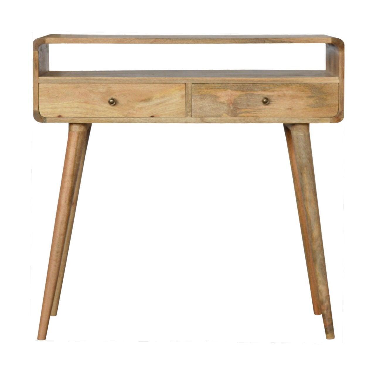 Curved oak-ish console table - crimblefest furniture - image 1