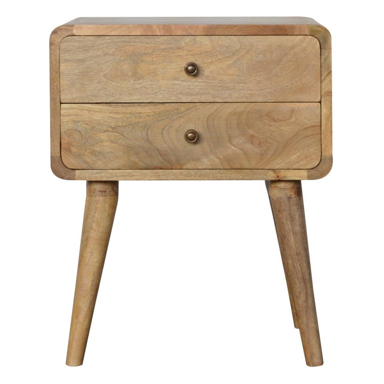Curved oak-ish bedside table - crimblefest furniture - image 1