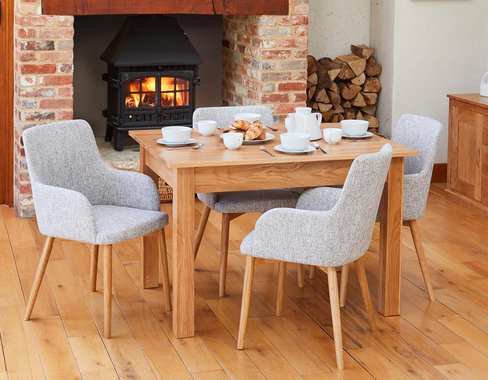 Bundle - mobel oak cor04a table with 4 x cor03m chairs - crimblefest furniture - image 1