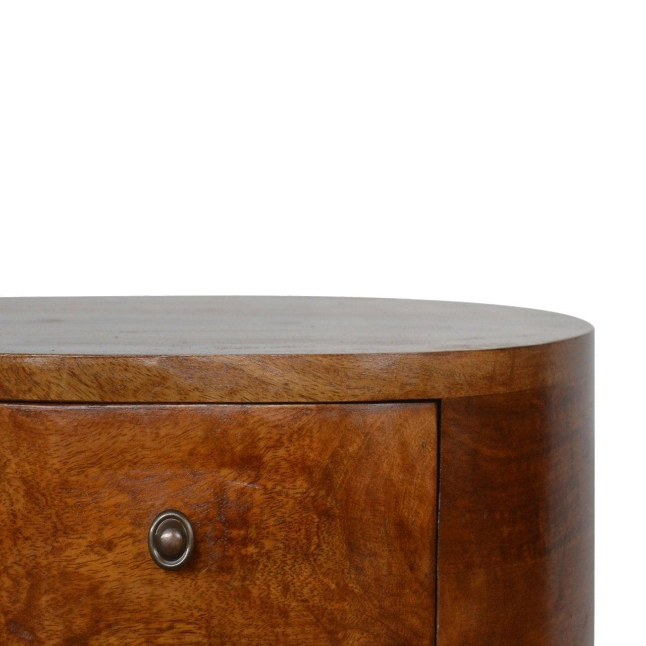 Chestnut rounded bedside table - crimblefest furniture - image 4