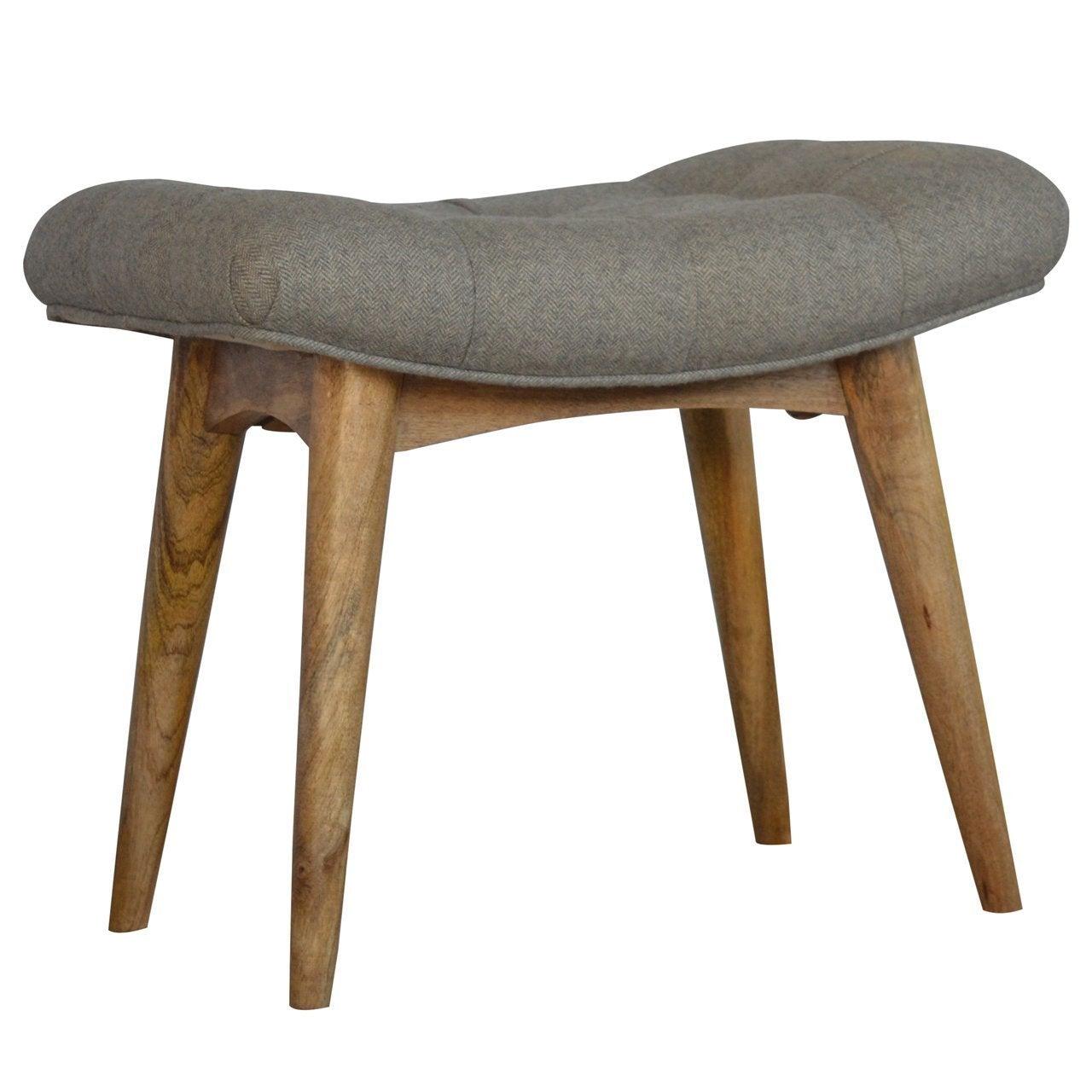 Curved grey tweed bench - crimblefest furniture - image 1