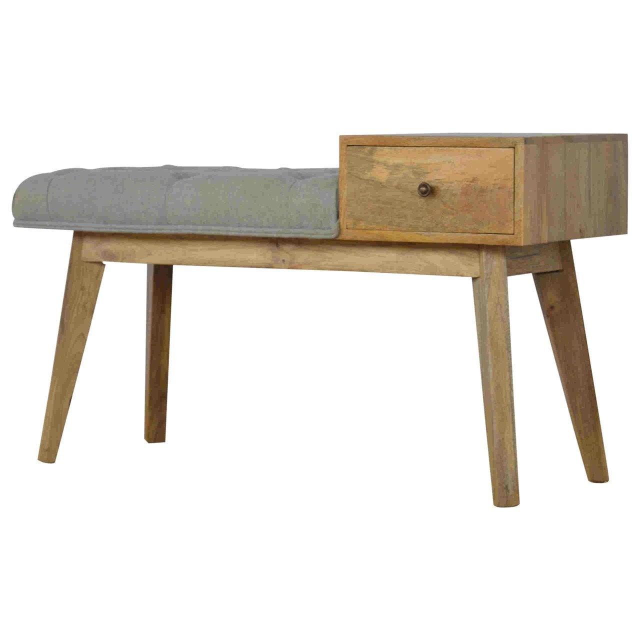 Grey tweed bench with 1 drawer - crimblefest furniture - image 5
