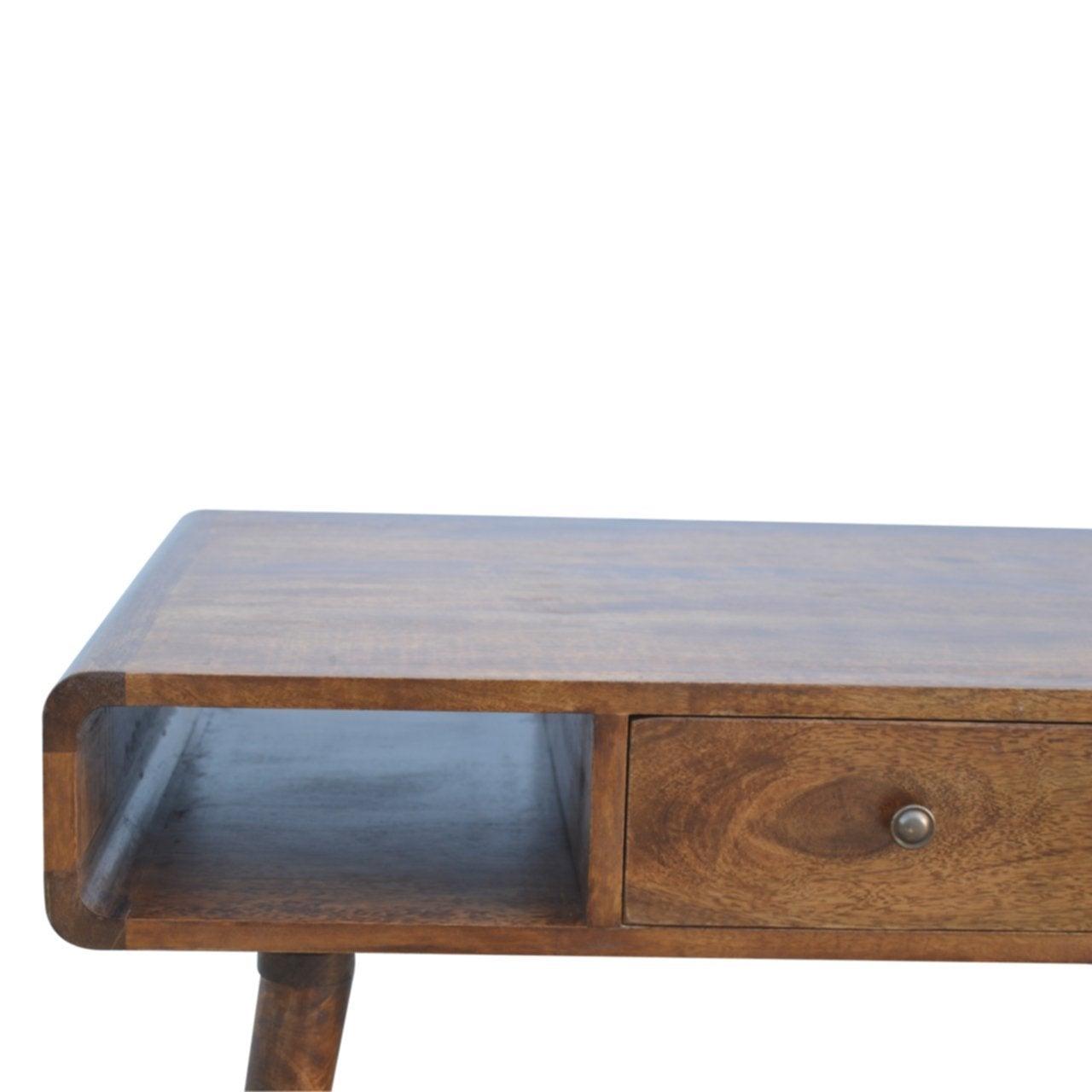 Curved chestnut coffee table - crimblefest furniture - image 5
