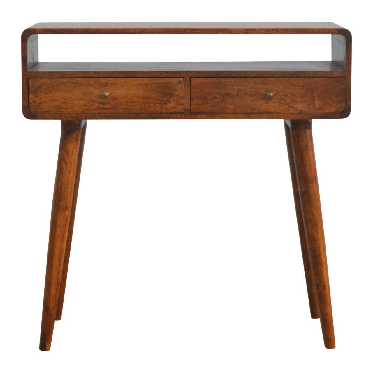 Curved chestnut console table - crimblefest furniture - image 1