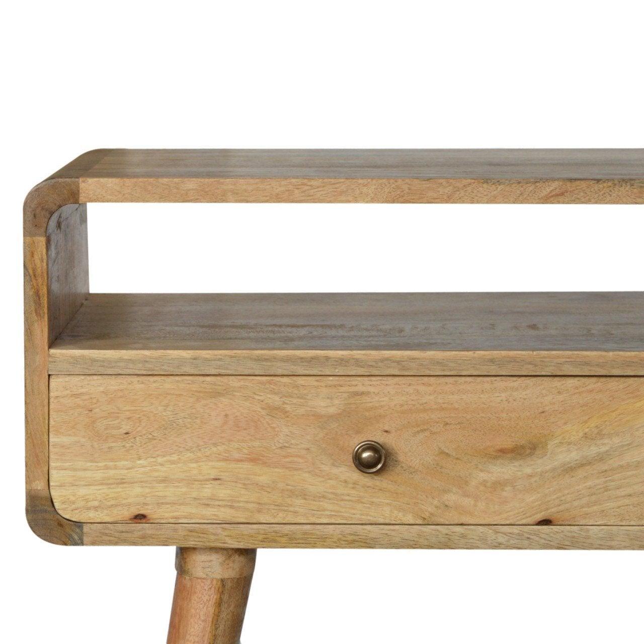 Curved oak-ish console table - crimblefest furniture - image 5