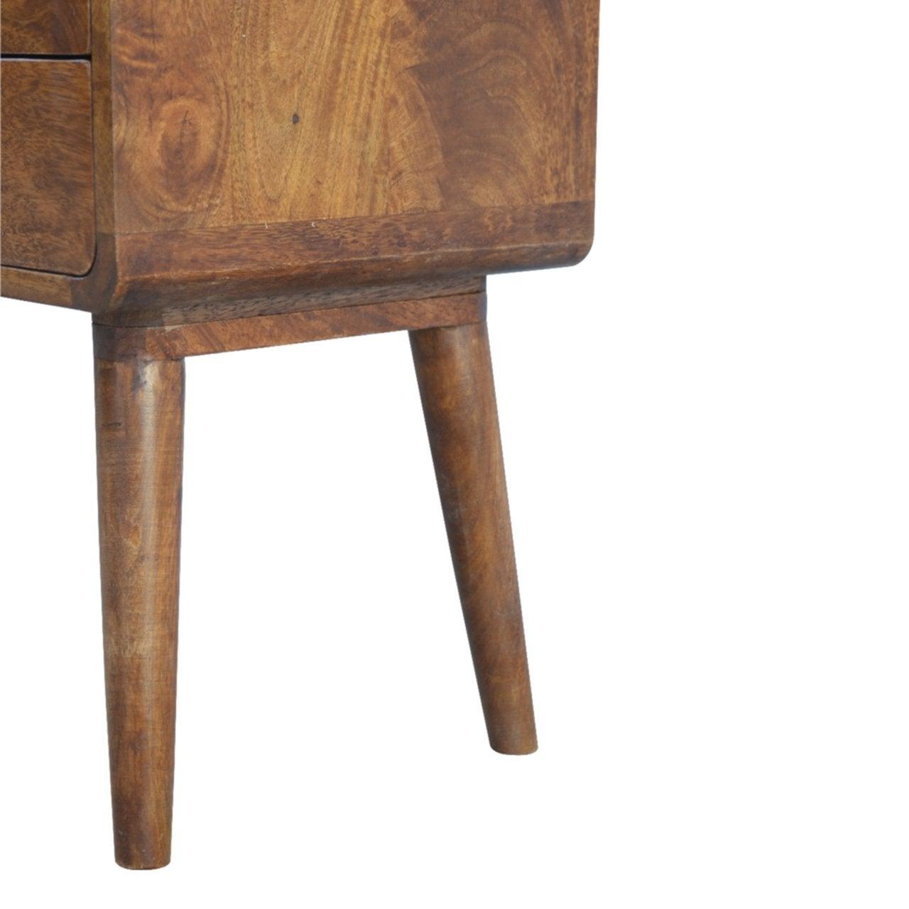 Curved chestnut bedside table - crimblefest furniture - image 6