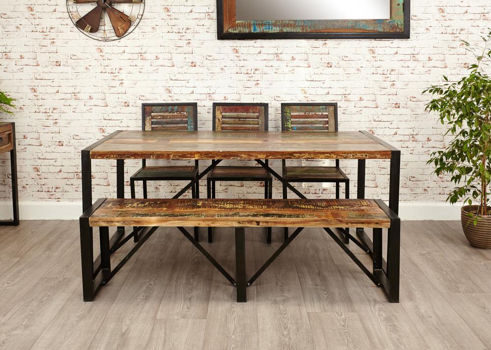 Bundle - urban chic reclaimed irf04b table with 2 x irf03b benches - crimblefest furniture - image 1