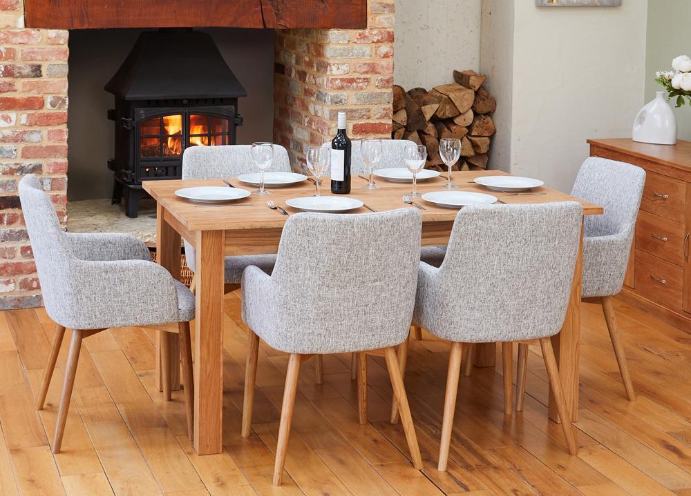 Bundle - mobel oak cor04b table with 6 x cor03m chairs - crimblefest furniture - image 1