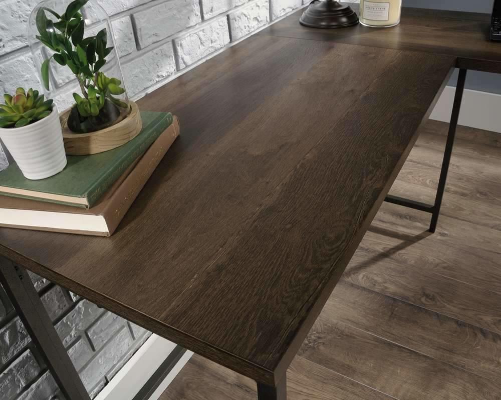 Industrial style l-shaped smoked oak desk - crimblefest furniture - image 2