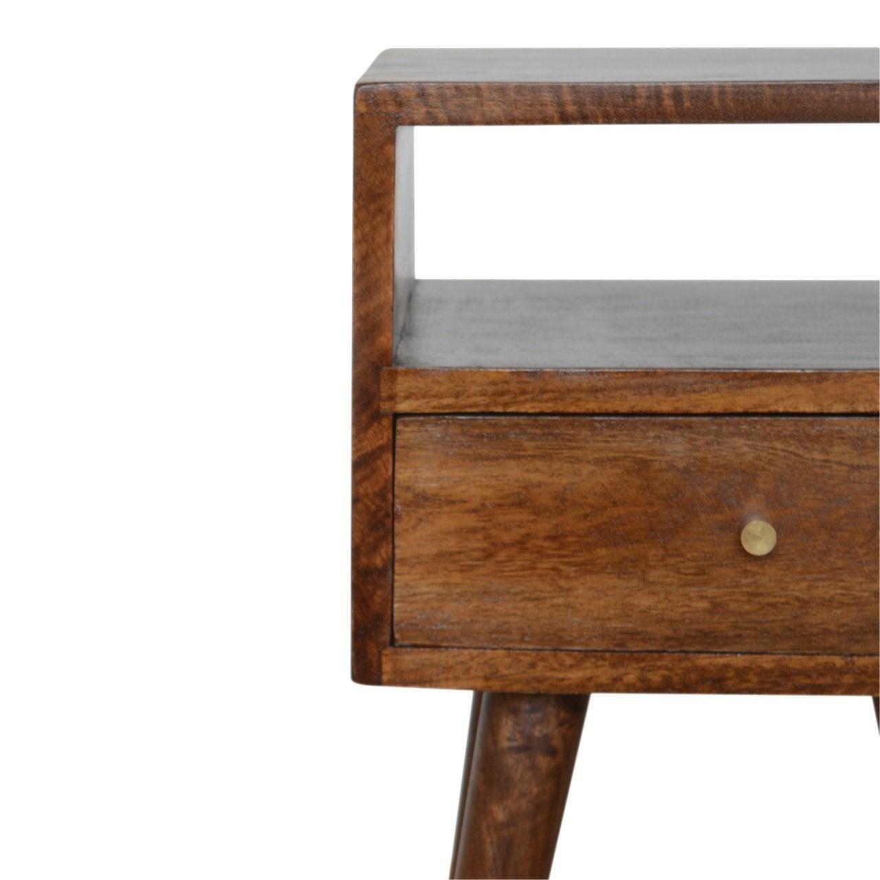 Petite light walnut finish bedside table - crimblefest furniture - image 7