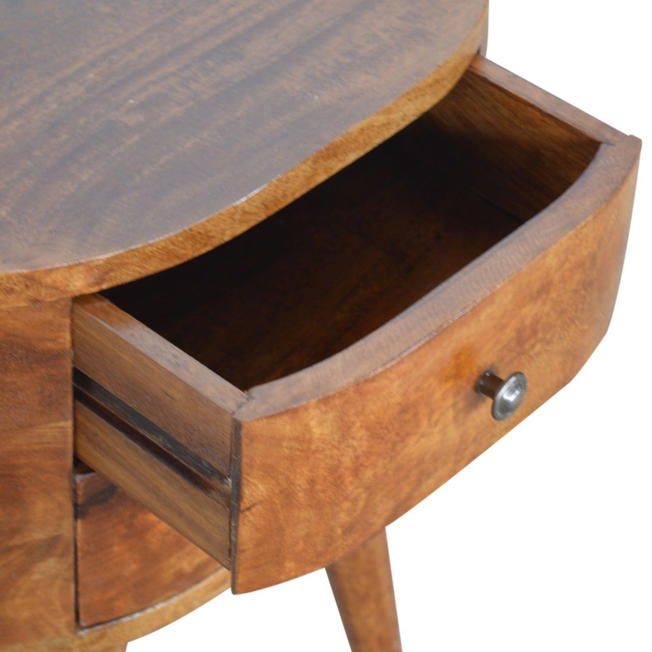 Chestnut rounded bedside table - crimblefest furniture - image 6