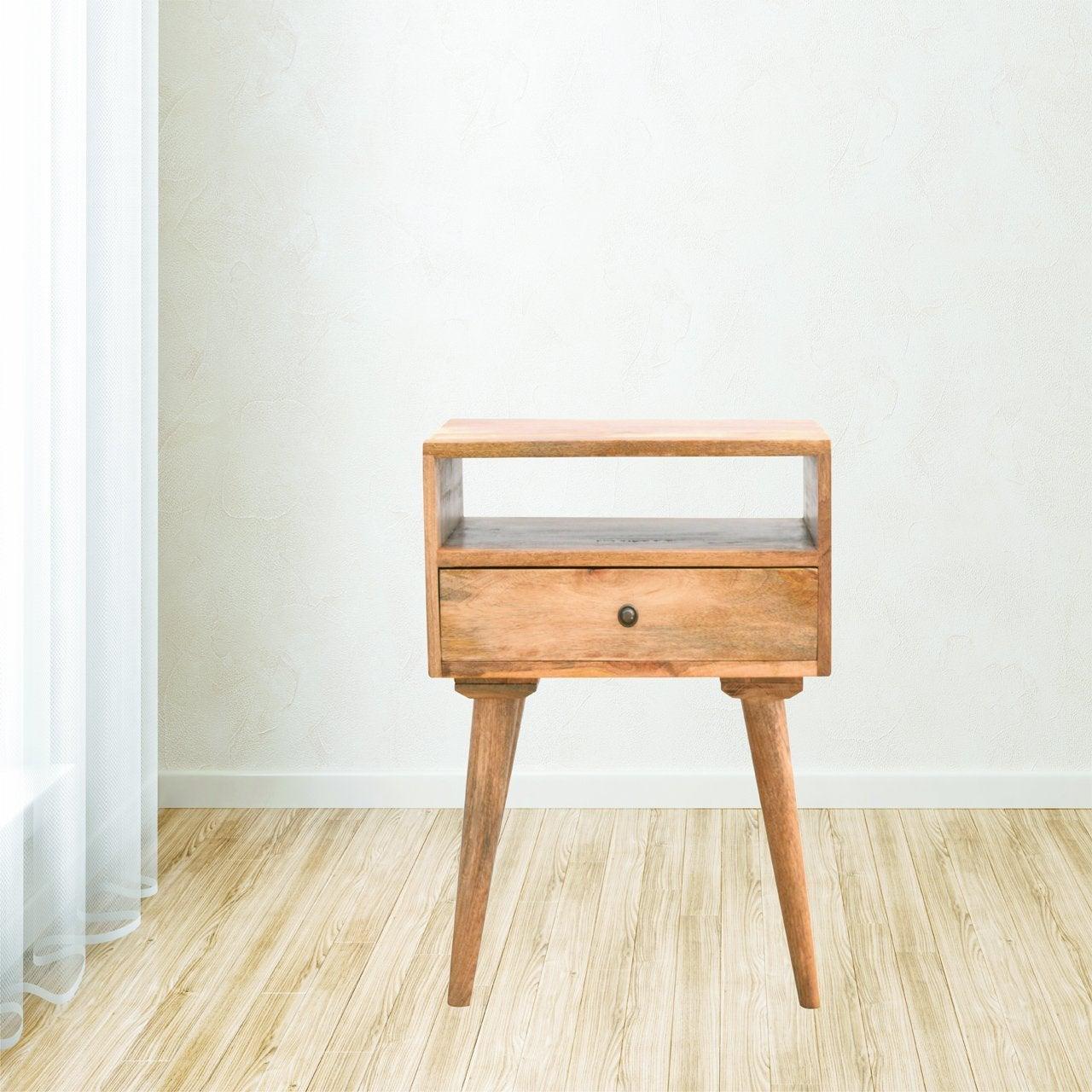 Modern solid wood bedside table with open slot - crimblefest furniture - image 3
