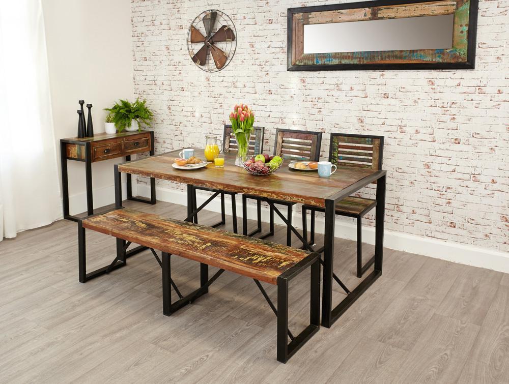 Bundle - urban chic reclaimed irf04b table with 1 x irf03b bench and 4 x irf03c - crimblefest furniture - image 1