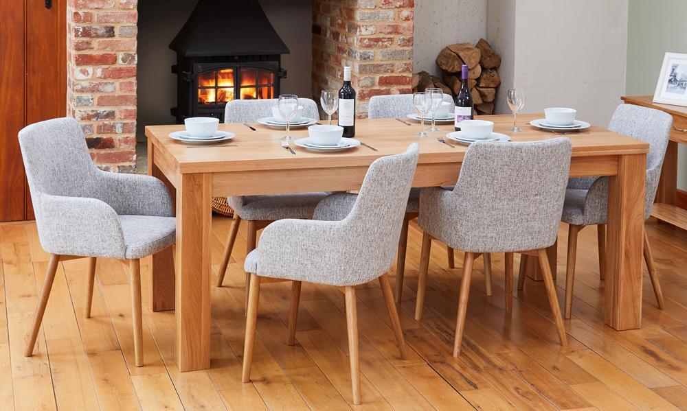 Bundle - mobel oak cor04e table with 6 x cor03m chairs - crimblefest furniture - image 1