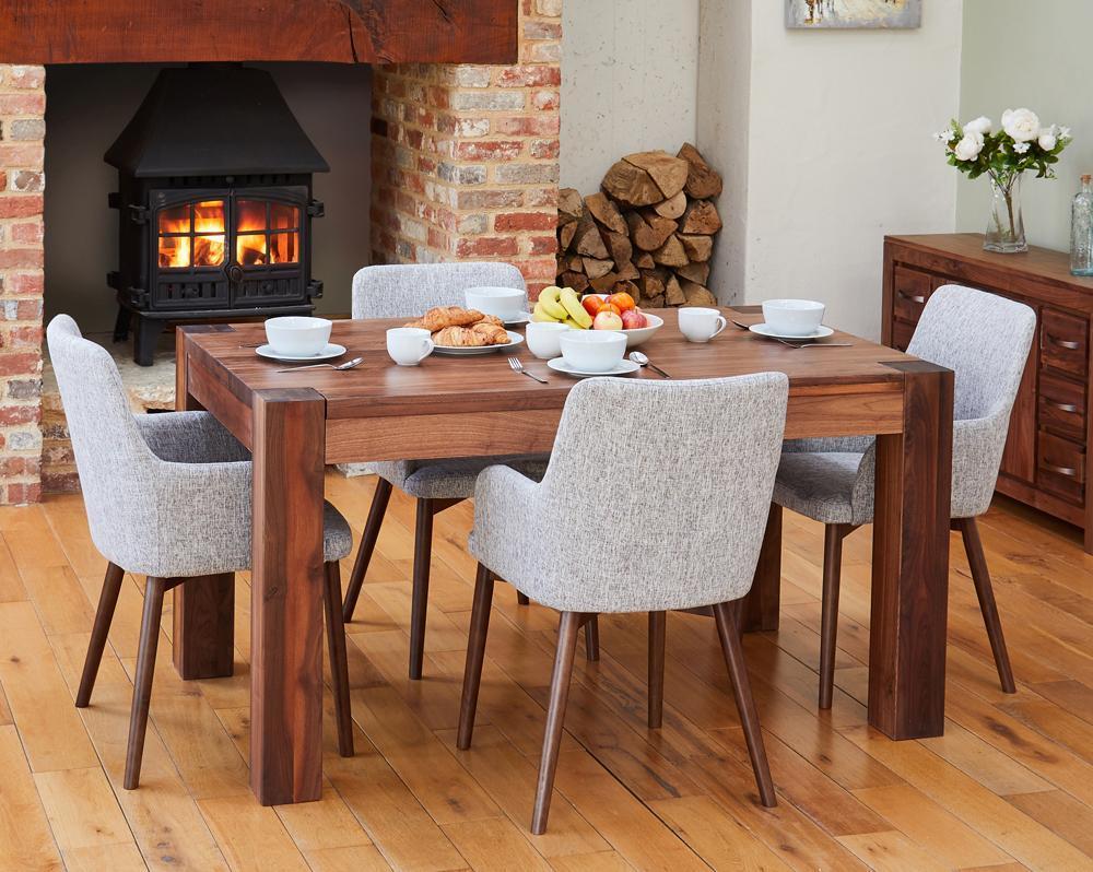 Bundle - shiro walnut cdr04b table with 4 x cdr03m chairs - crimblefest furniture - image 1