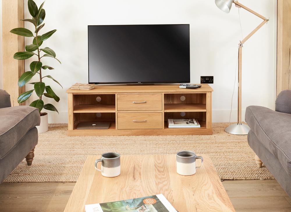 Mobel oak mounted widescreen television cabinet - crimblefest furniture - image 1