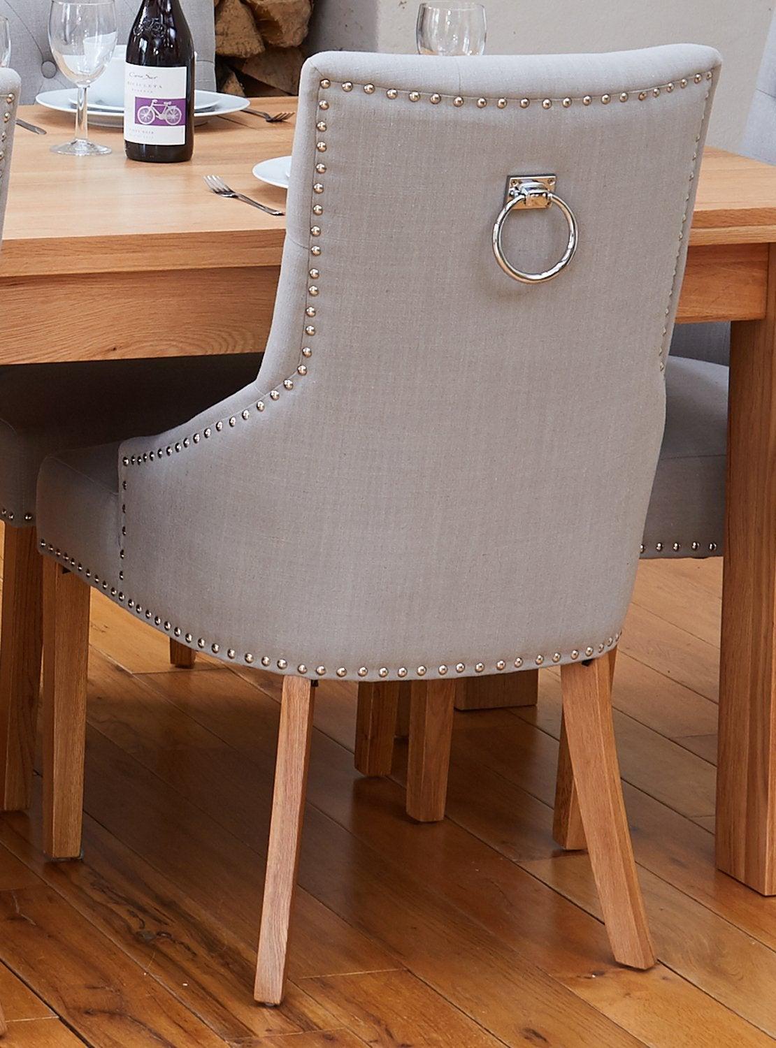 Oak accent narrow back upholstered dining chair - grey (pack of two) - crimblefest furniture - image 3