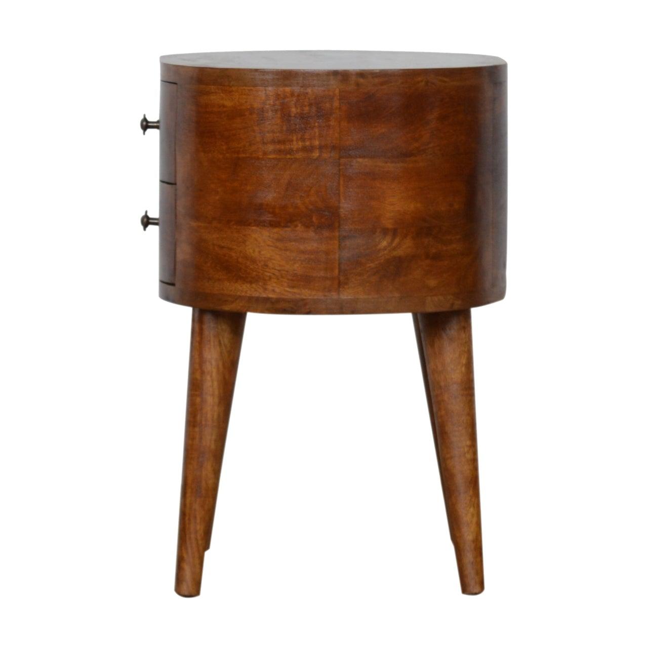 Chestnut rounded bedside table - crimblefest furniture - image 8