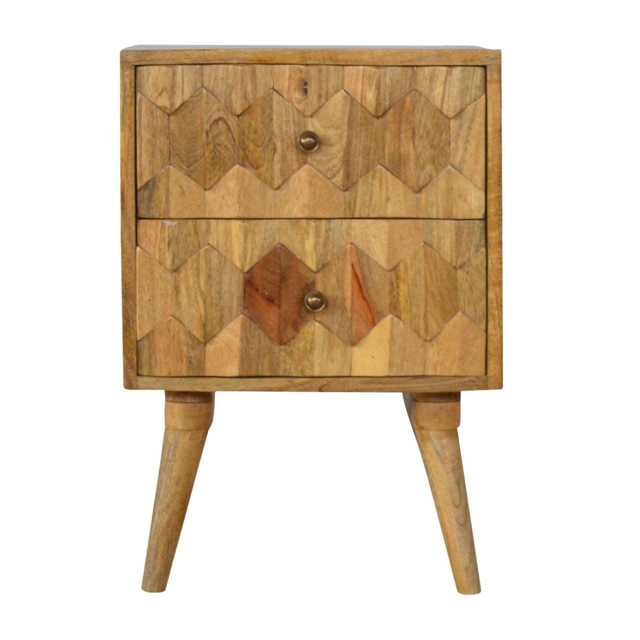Pineapple carved 2 drawer bedside table - crimblefest furniture - image 1