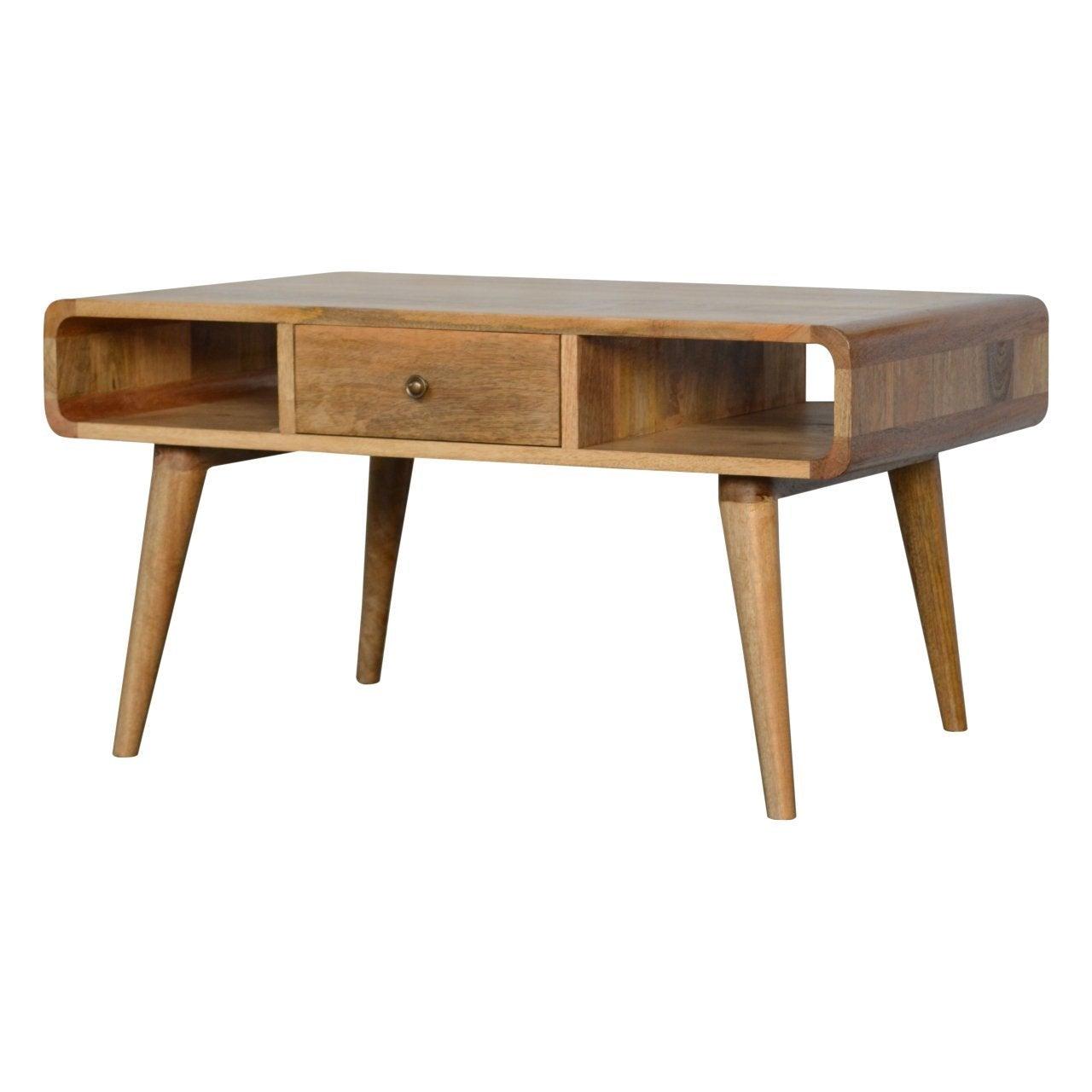 Curved oak-ish coffee table - crimblefest furniture - image 4
