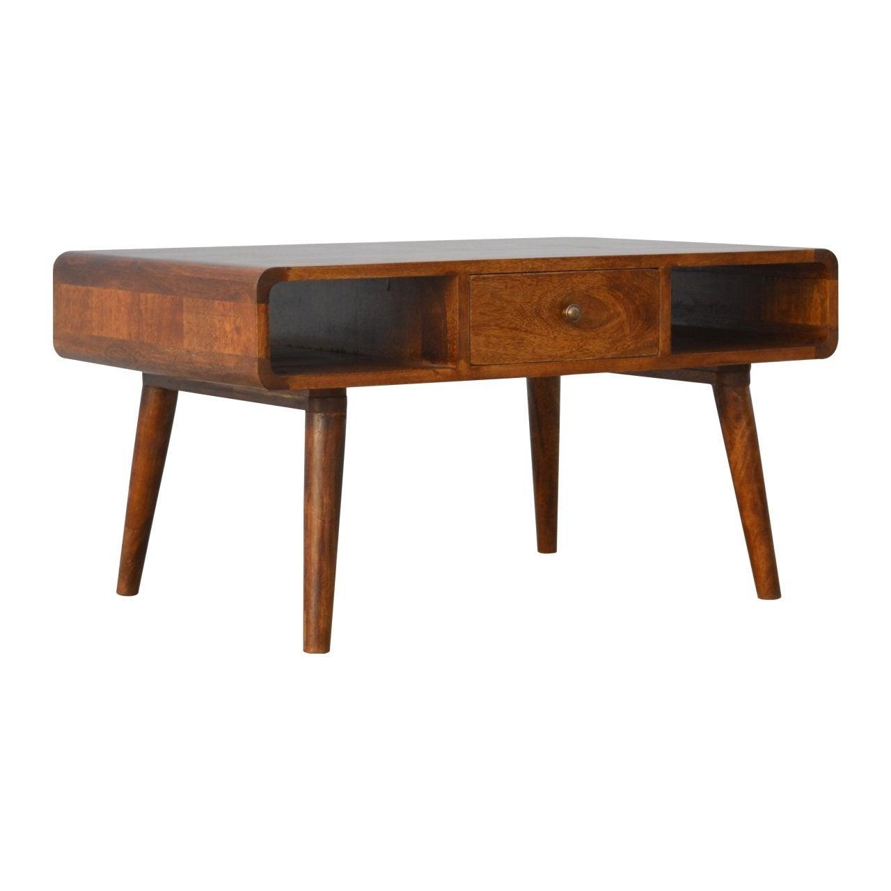 Curved chestnut coffee table - crimblefest furniture - image 3