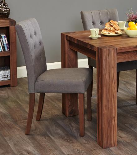 Walnut flare back upholstered dining chair - biscuit (pack of two) - crimblefest furniture - image 5