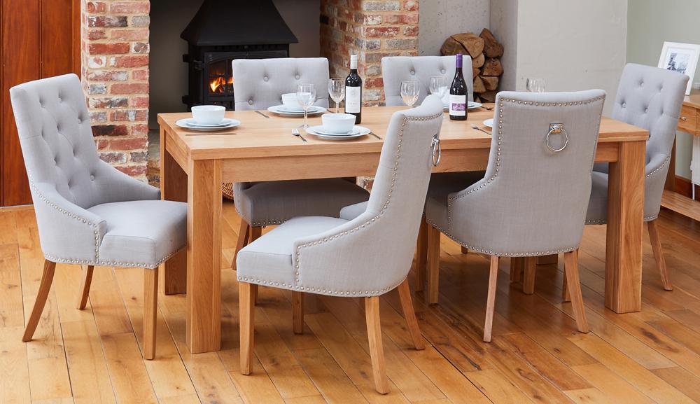 Bundle - mobel oak cor04e table with 6 x cor03k chairs - crimblefest furniture - image 1