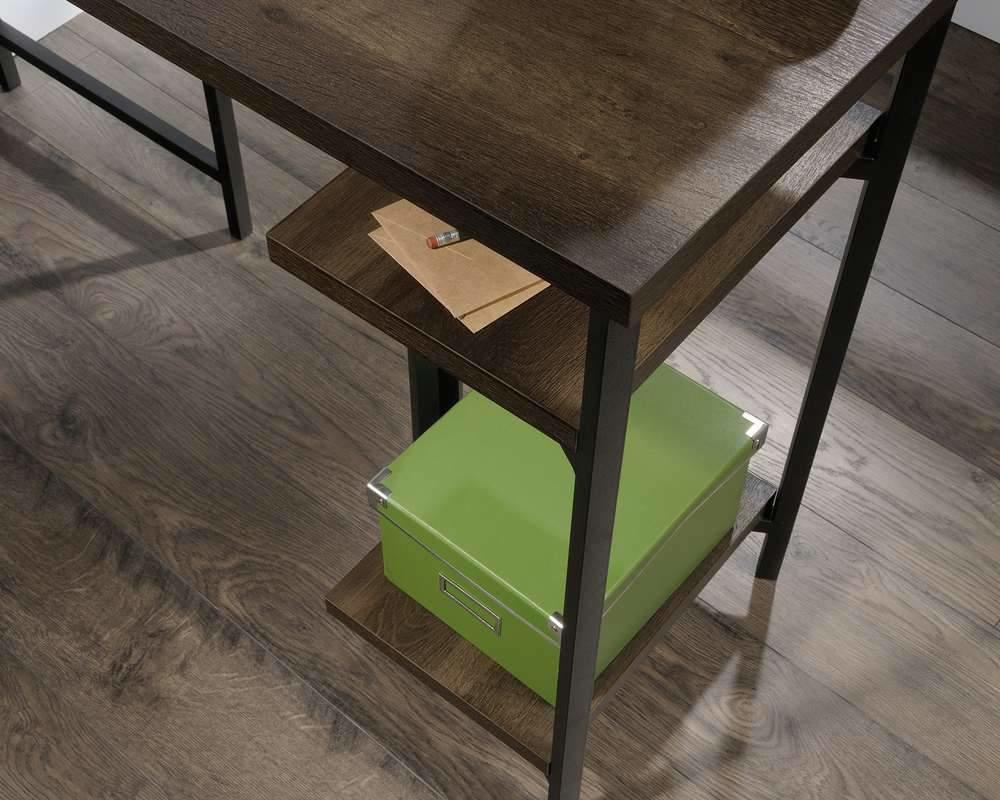 Industrial style l-shaped smoked oak desk - crimblefest furniture - image 3