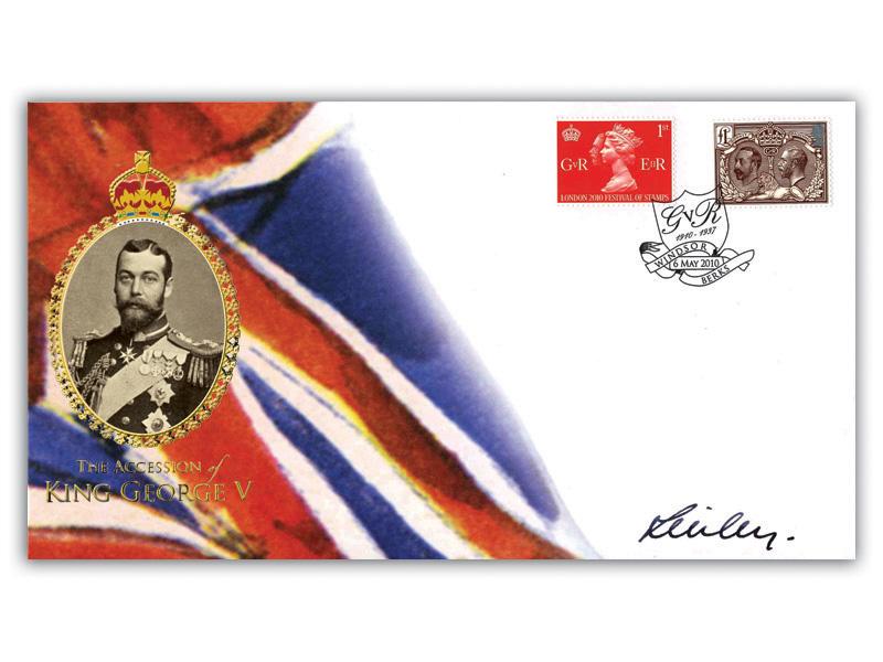 Centenary of King George V Accession Stamps from Miniature Sheet Cover Signed Viscount Linley