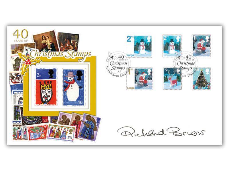 40 Years of Christmas stamps signed Richard Briers