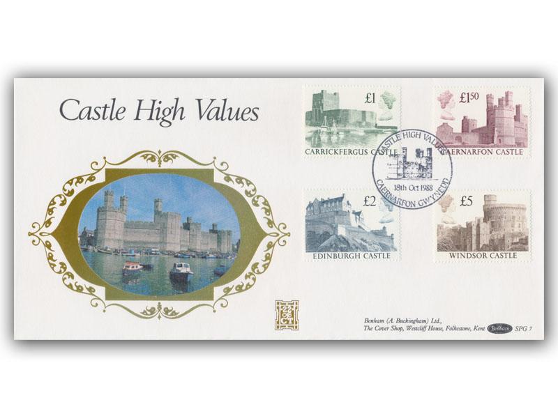 1988 Castle High Values, Caernarfon postmark, Benham SPG7