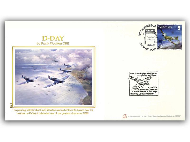 2004 60th Anniversary of D-Day Guernsey Single Stamp Flown Cover
