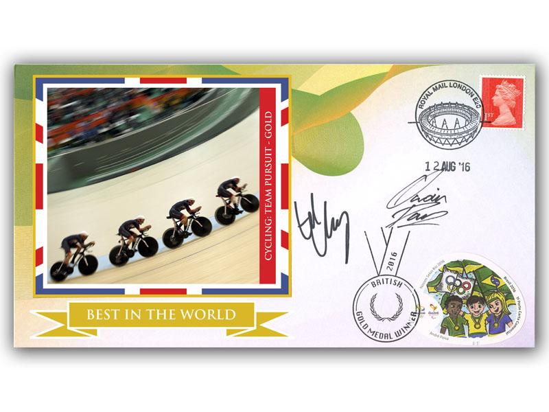Owain Doull MBE & Ed Clancy OBE signed, Rio 2016 Olympics Cycling - Men's Team Pursuit