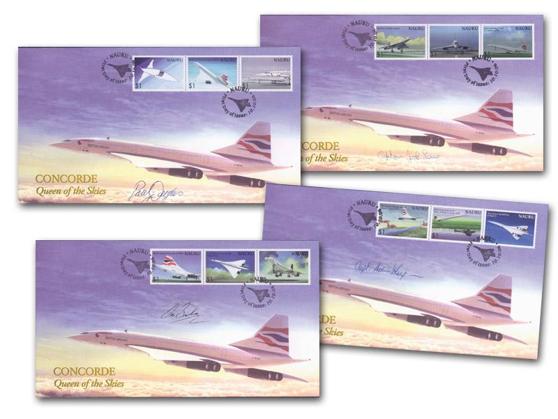 2006 Nauru Concorde, set of four covers, signed by different captains