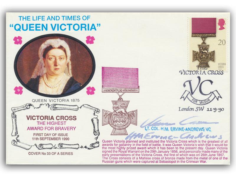 Harold Ervine-Andrews VC signed 1990 Queen Victoria cover